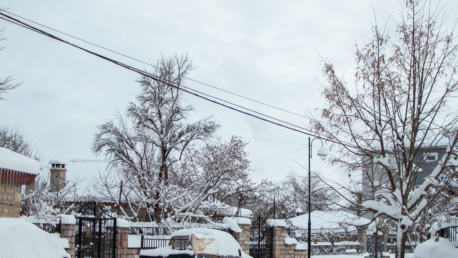 Plowed driveway after snowfall